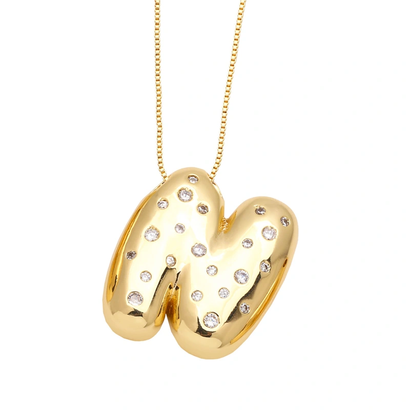 AS jewelry fat English letter necklace female gold-plated zircon clavicle chain nkb241