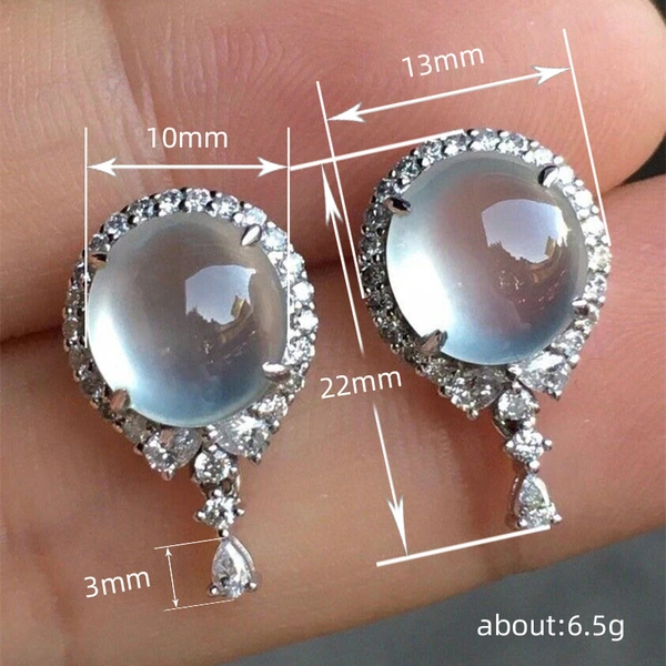 High-end egg-shaped earrings, white moonlight simulation hot-selling earrings, temperament geometric teardrop-shaped earrings
