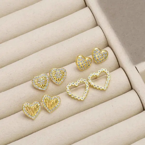 AS jewelry hot selling simple style love heart-shaped earrings female copper plated 18k gold earrings era255