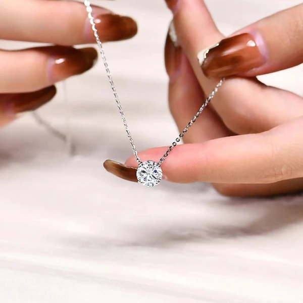  Anniversary gift simple zircon necklace round geometric minimalist design jewelry exquisite and elegant necklace