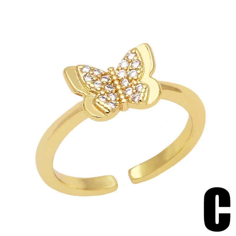 Clearance European and American jewelry INS bear love ring cute diamond butterfly girl ring rip33