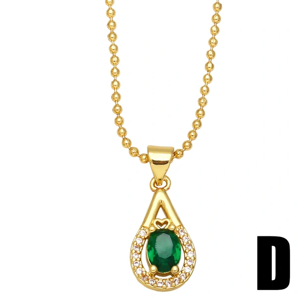 Clearance hot sale emerald zircon necklace net red clavicle chain European and American style necklace nkb393