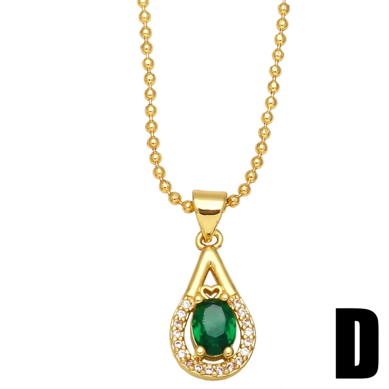 Clearance hot sale emerald zircon necklace net red clavicle chain European and American style necklace nkb393