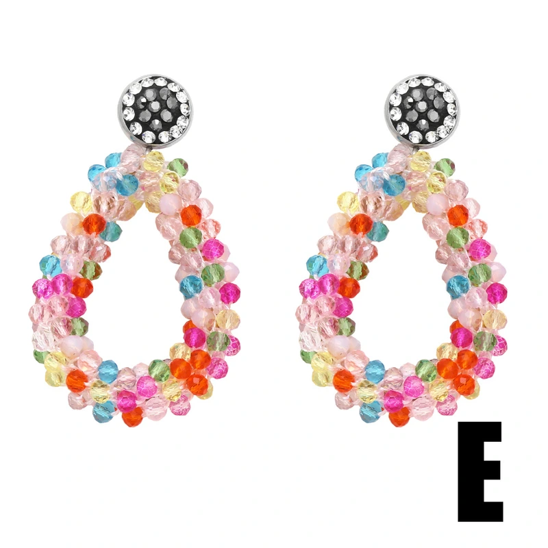 Creative hand-woven colorful rice bead earrings European and American personality Bohemian style water drop earrings earrings ers68