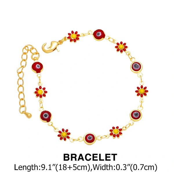New jewelry niche personality small daisy splicing evil eye necklace bracelet jewelry set nkb538