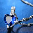 Hot selling European and American colored gemstone heart-shaped zircon necklace fashion love pendant O-shaped chain necklace