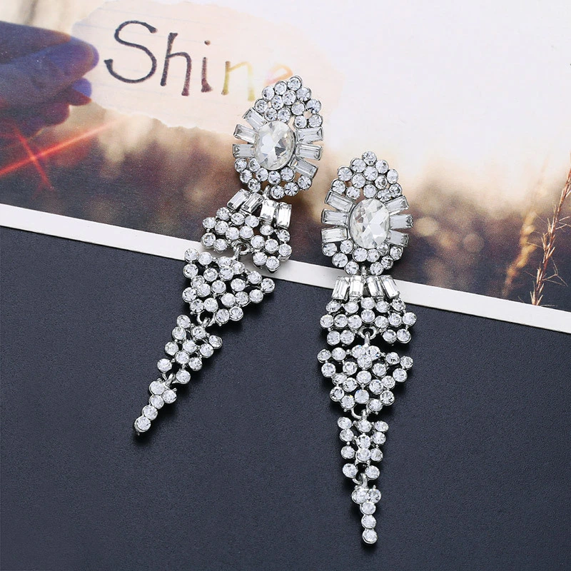 AS jewelry European and American simple tassel water drop earrings women's wedding crystal earrings earrings wholesale ern57