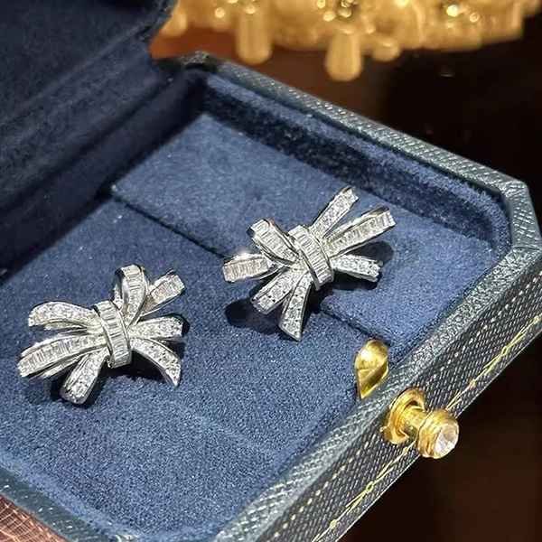 Korean style gentle new earrings for women with bow symmetrical boutique earrings for ladies and princesses