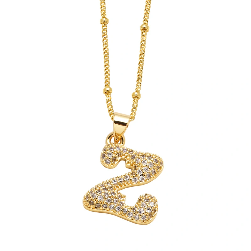 AS jewelry European and American new 26 English letters pendant necklace copper plated 18k gold clavicle chain nkb327