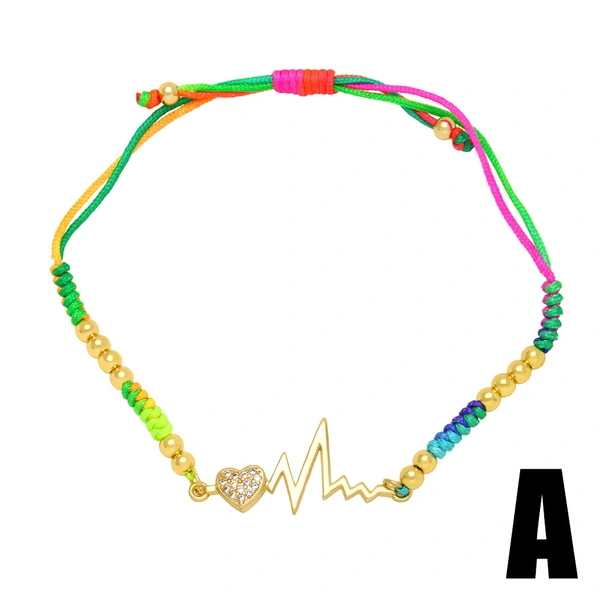 European and American braided color bracelet hand jewelry multi-color flower zircon bracelet adjustable pull bracelet brh84