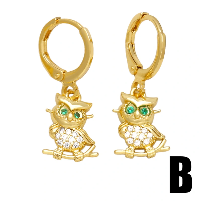 Hot selling earrings European and American simple zircon all-match cartoon animal earring pendant wholesale ert97