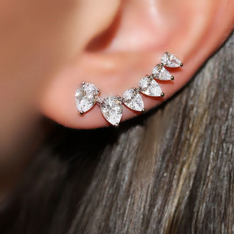 Japanese and Korean simple zircon earrings minimalist style pear-shaped teardrop earrings fashionable earrings factory direct sales