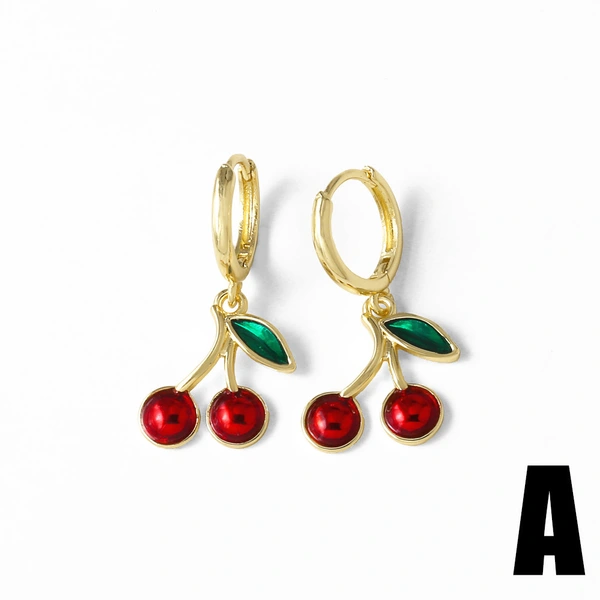 AS jewelry European and American hot selling simple and fashionable fruit cherry earrings women's gold-plated earrings earrings era237