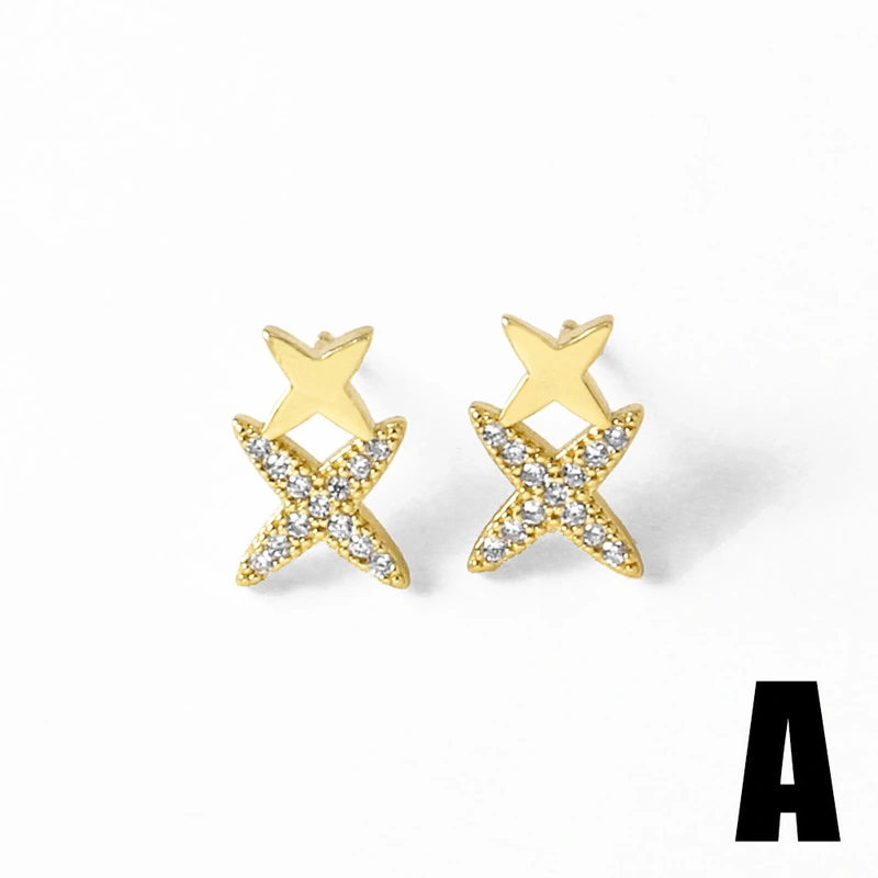 AS jewelry love smile earrings female versatile gold-plated zircon star earrings eru02
