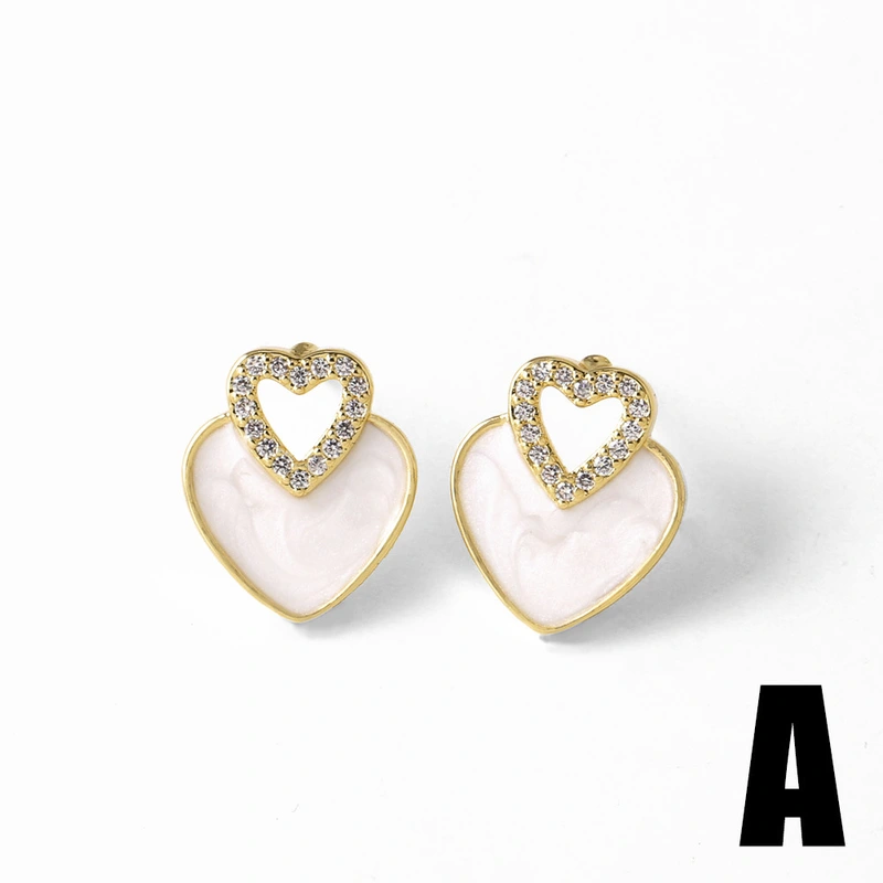 AS jewelry European and American new shell copper plated 18k gold love heart-shaped earrings earrings earrings female era246