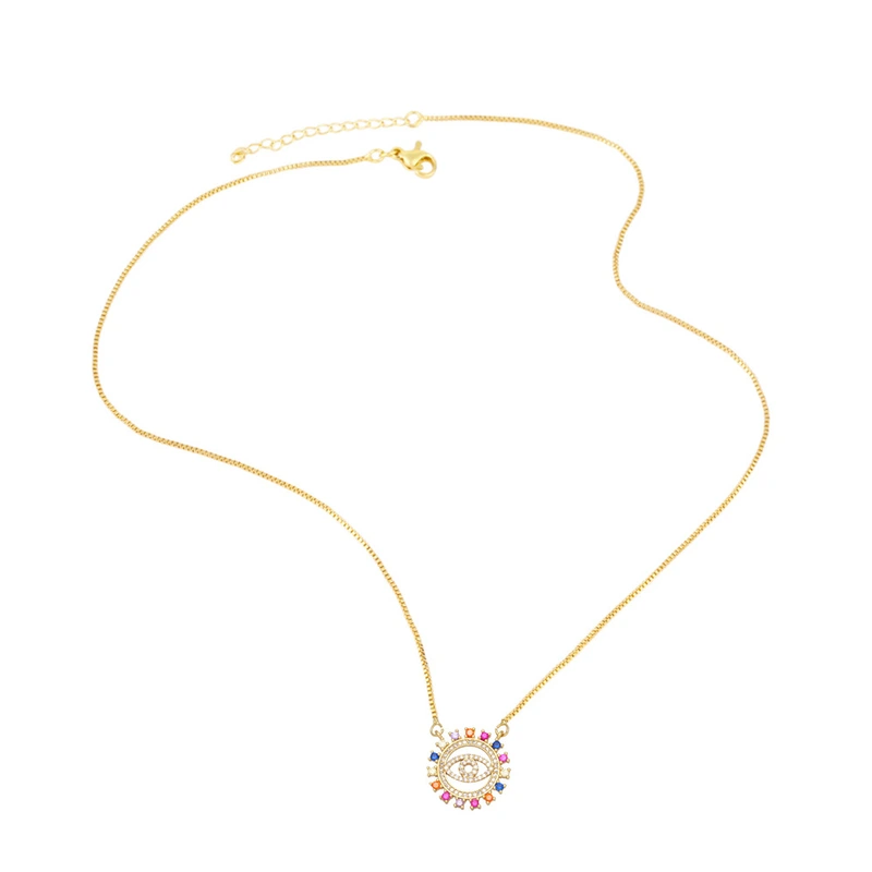 Clearance European and American creative diamond devil eye necklace niche design zircon tassel eye pendant nkb051