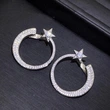  Factory wholesale direct sales star earrings for women, circle design star-shaped jewelry, shiny fashion niche earrings