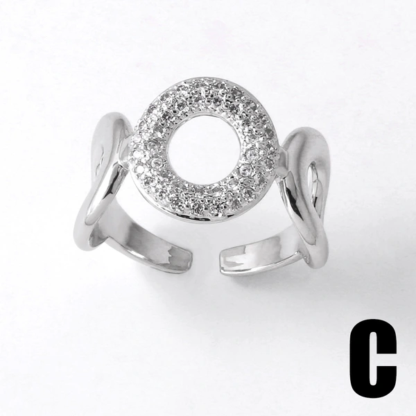 Clearance AS jewelry round irregular open ring female gold-plated zircon ring rih22