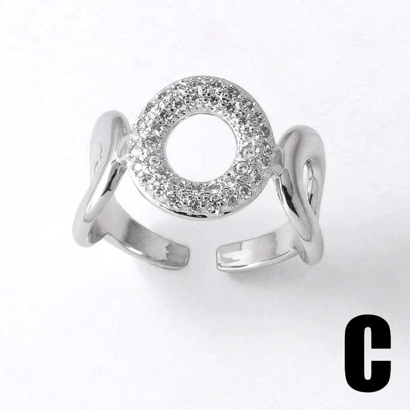 Clearance AS jewelry round irregular open ring female gold-plated zircon ring rih22