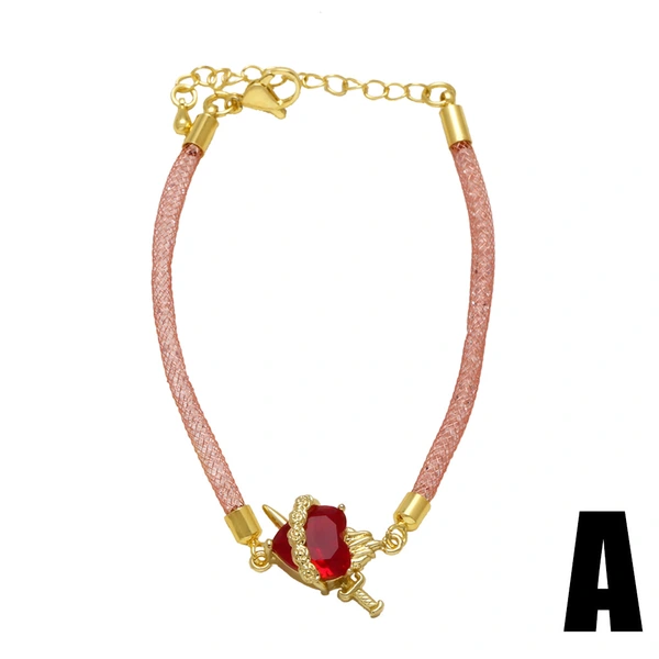 AS jewelry Europe and the United States hot selling Valentine's Day love heart pendant copper plated real gold hand jewelry bracelet female bre24