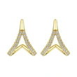 French Chanel style geometric earrings for women, simple design, A-line micro-inlaid water drop earrings, fashionable earrings