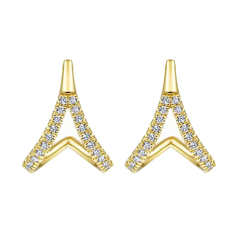 French Chanel style geometric earrings for women, simple design, A-line micro-inlaid water drop earrings, fashionable earrings