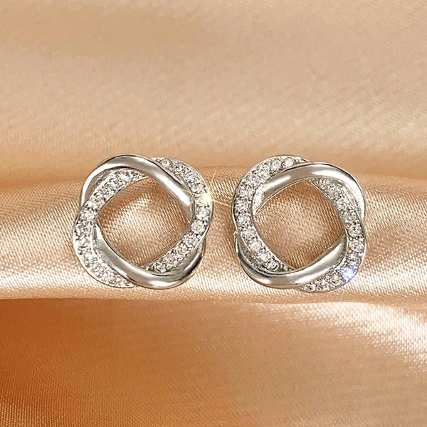  Fashionable and simple earrings for women inlaid with zircon lines wrapped earrings for daily use with shining earrings