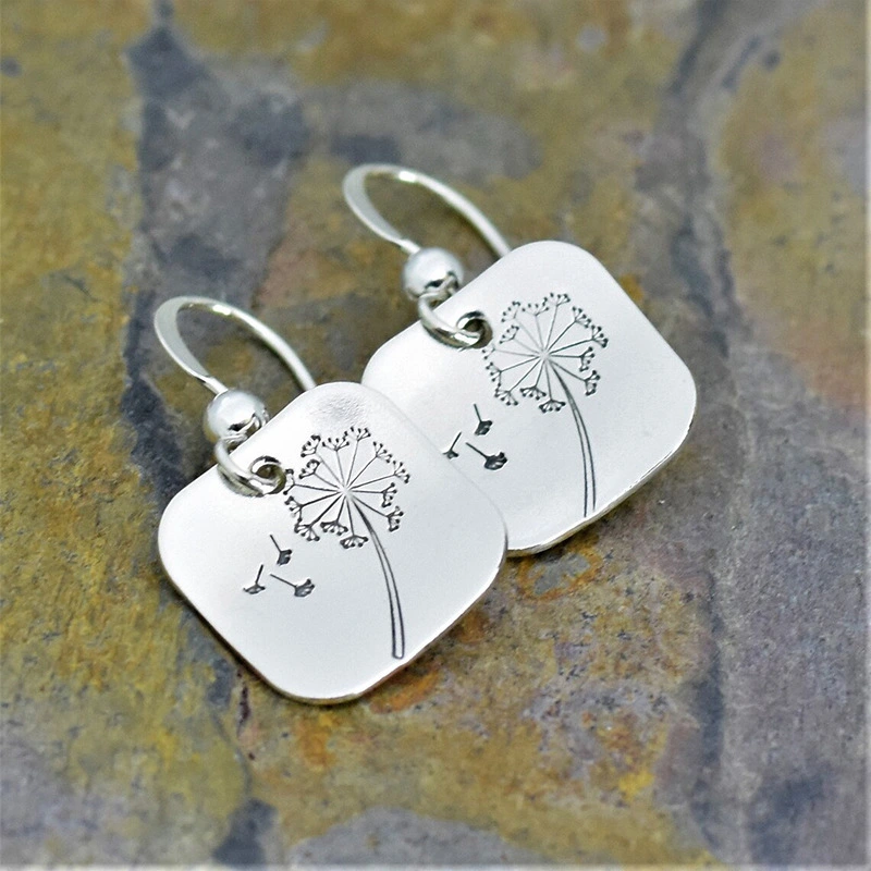 New simple retro square dandelion earrings women's personality fashion earrings hot selling female earrings