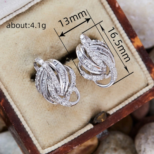 Fashionable geometric lines wrapped earrings, personalized design earrings inlaid with zircon, shining popular earrings