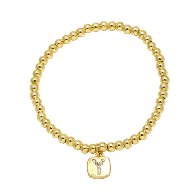 AS jewelry hot selling square 26 English letters pendant bracelet female beaded bracelet brf55