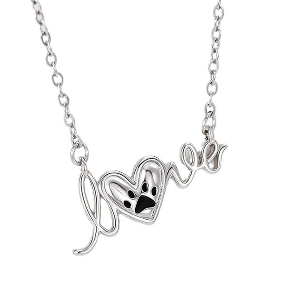  Fashion letter pendant clavicle chain heart-shaped love animal cat paw dog paw necklace for girlfriend gift