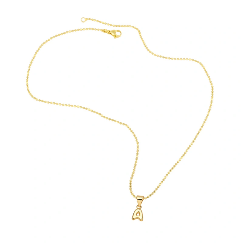 Hot sale 26 letters necklace female copper plated real gold polished letter pendant clavicle chain nkq67