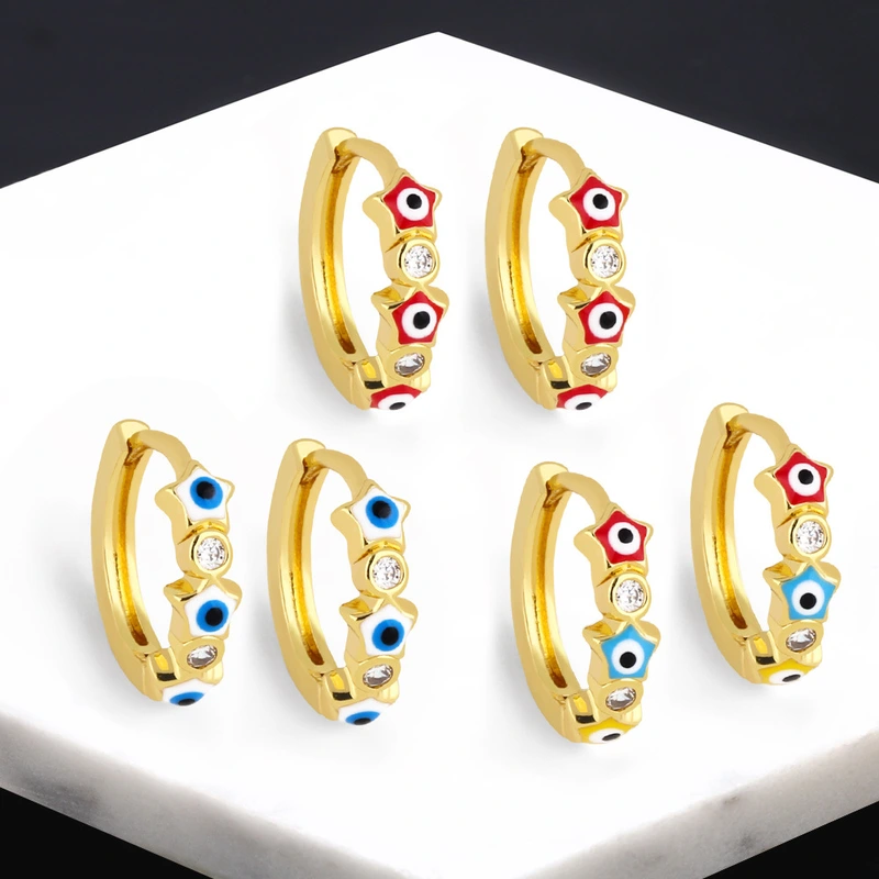 Clearance retro trend star-shaped devil's eye earrings color oil drop earrings versatile design earrings female era125