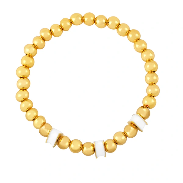 Clearance European and American jewelry color dripping copper plated 18K gold round beads couple beaded bracelet bracelet bre90