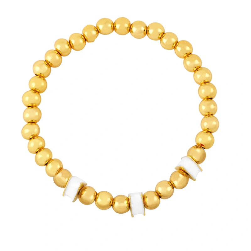 Clearance European and American jewelry color dripping copper plated 18K gold round beads couple beaded bracelet bracelet bre90