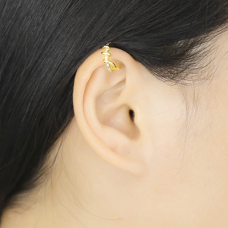 AS jewelry new double-layer ear bone clip 18k gold plated earrings ers08 earrings