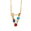 Letter necklace European and American new color zircon necklace with diamond surname English AZ letter necklace nkp25