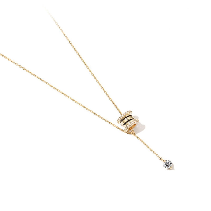 Popular jewelry trendy and versatile full diamond waist necklace classic cylindrical pendant necklace