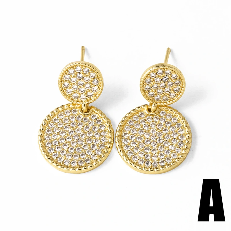 AS jewelry Europe and the United States hot selling full zircon round irregular gold-plated earrings eru48 earrings