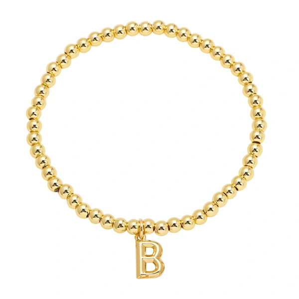 AS jewelry hot selling gold three-dimensional 26 English letters beaded bracelet bracelet brb34