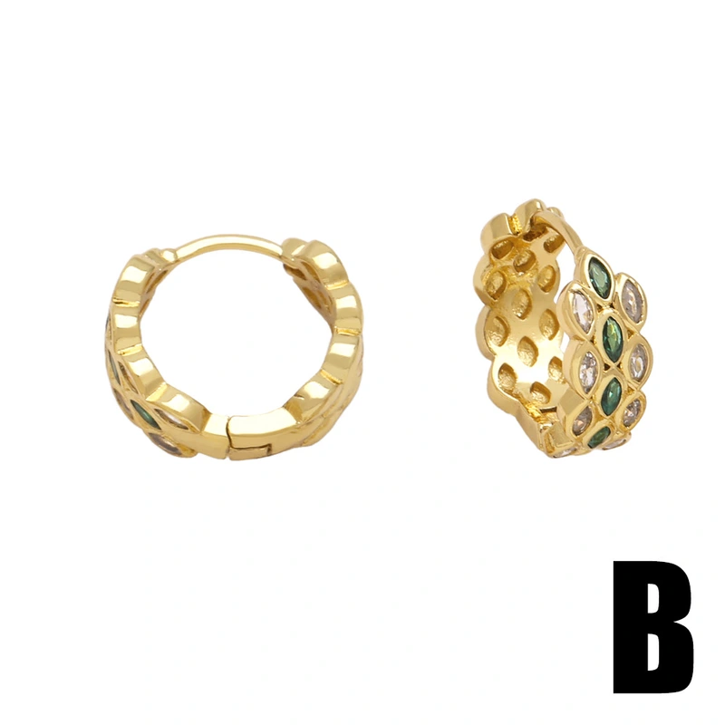 European and American fashion high-end earrings for women niche design inlaid with colored zircon gold-plated earrings earrings eru21