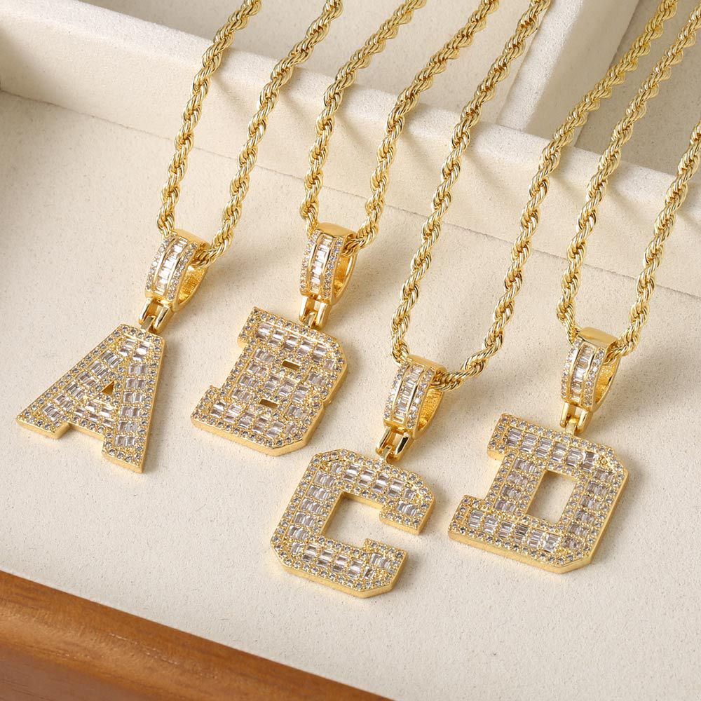 Clearance AS jewelry European and American hot selling square 26 English letters pendant necklace female clavicle chain nkb272