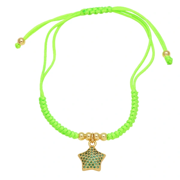 European and American inlaid colored zircon five-pointed star bracelet female personality creative versatile braided rope bracelet brm52