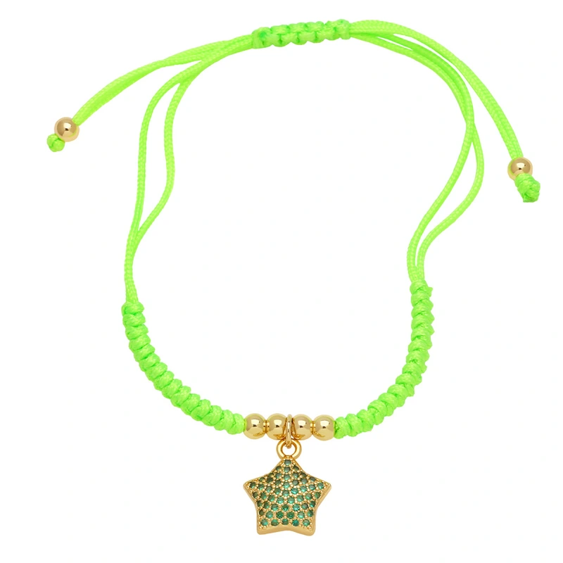 European and American inlaid colored zircon five-pointed star bracelet female personality creative versatile braided rope bracelet brm52
