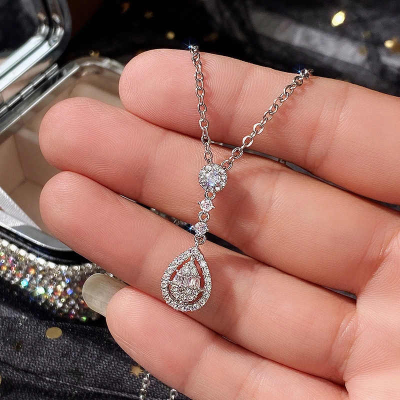 New jewelry creative simulation water drop pear-shaped clavicle chain elegant fashion women's necklace