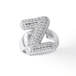 Jewelry Europe and the United States hot selling 26 English letter ring gold-plated full zircon fat letter ring rih91