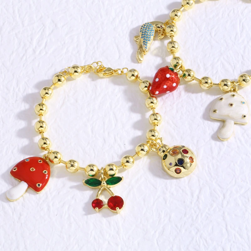 AS jewelry mushroom cherry gold-plated pendant bracelet hand jewelry bracelet brk43 bracelet