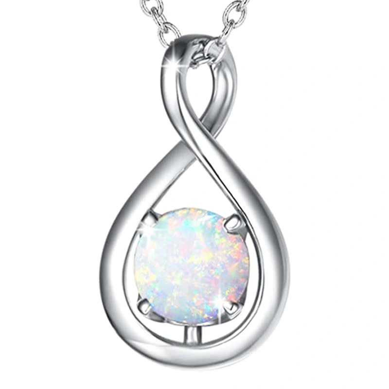 Eight-character dynamic necklace imitation opal pendant colorful clavicle chain gift surprise romantic souvenir
