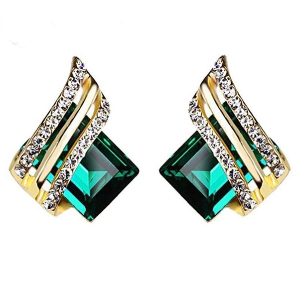 Temperament personality wing earrings new style trendy all-match round face earrings geometric quadrilateral elite female earrings