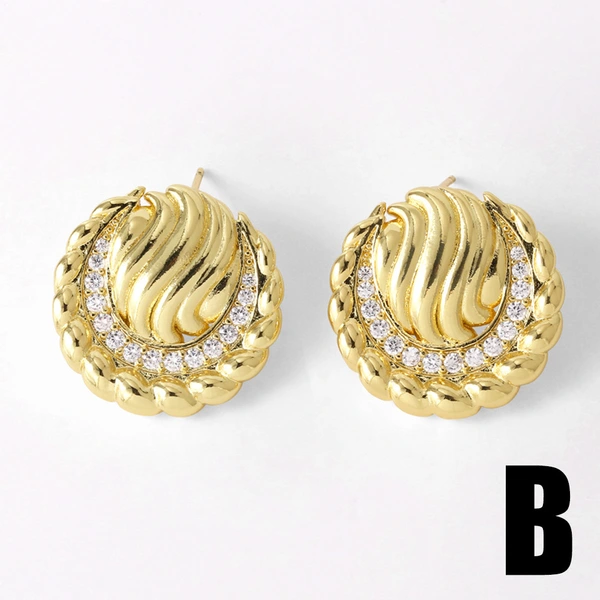 AS jewelry studs Europe and the United States hot selling gold earrings copper plated 18k gold inlaid zircon earrings earrings erw15